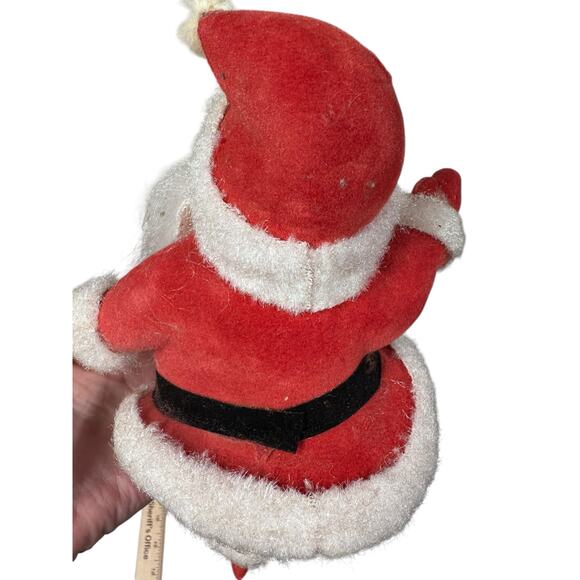 Retro Flocked Dancing Santa Figure Vintage Santa Christmas Decor - Picture 5 of 6